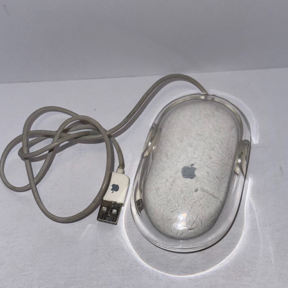Apple iMac Pro Mouse White Wired Buttonless Portable USB Desktop Vintage WORKS